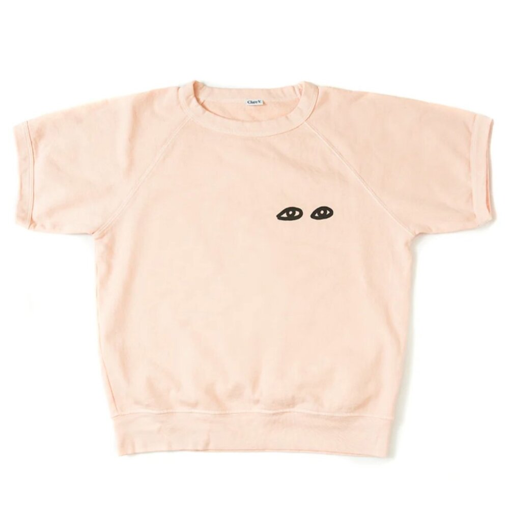 Clare V PINK SS EYES SWEATSHIRT Clare Vivier SIZE M